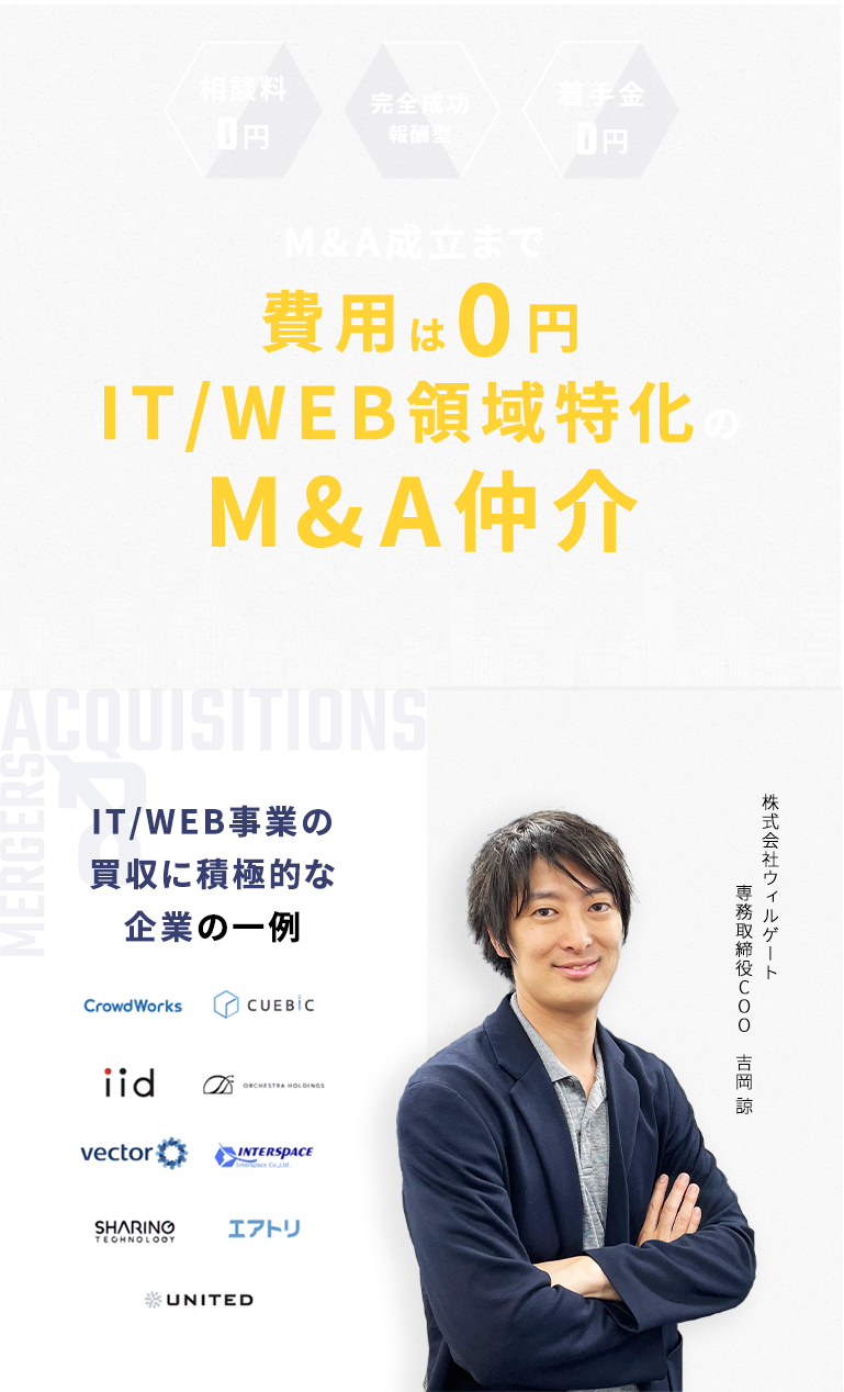約17,400社の経営者ネットワークを使いIT/Web/ベンチャー企業の買収に積極的な経営者とマッチング