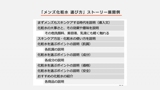 メンズ化粧水 選び方 ストーリー展開例