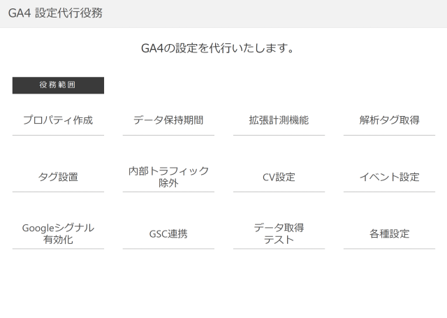 GA4設定代行役務提供